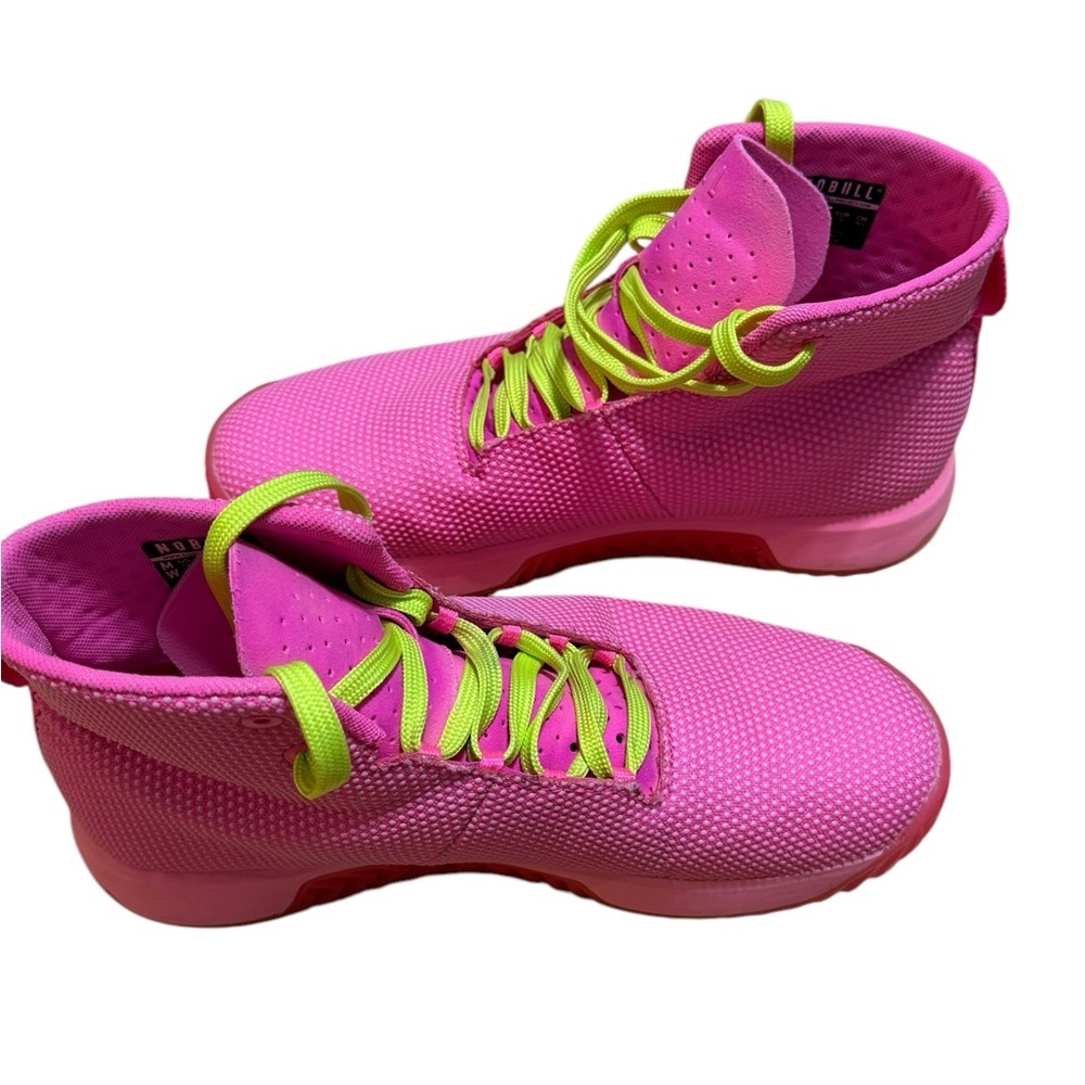 Vibrant Pink and Neon Green High-Top Sneakers - Picture 3 of 16